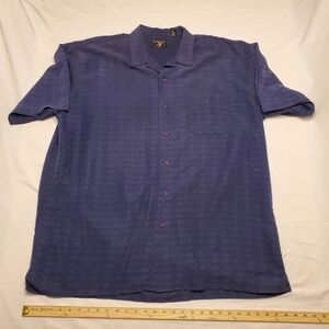 Vtg. Falcon Bay Men's 2XLT Dark Blue Pattern Short Sleeve Button Up Shirt .